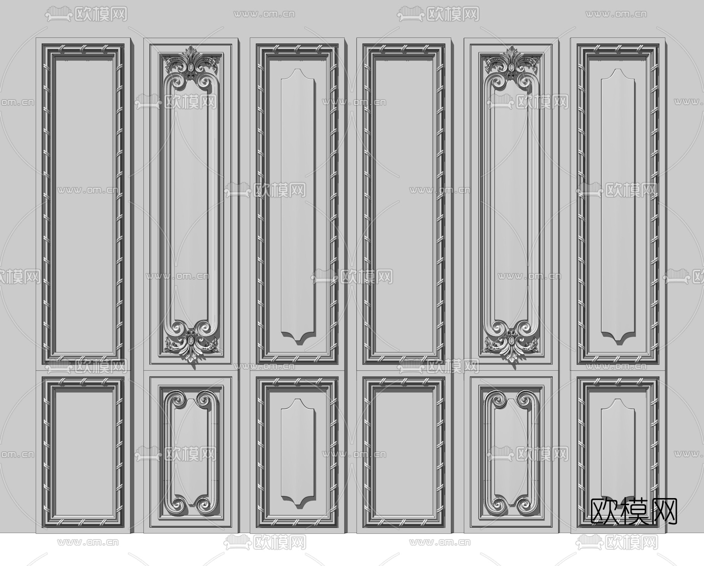 欧式护墙板石膏线条su模型下载