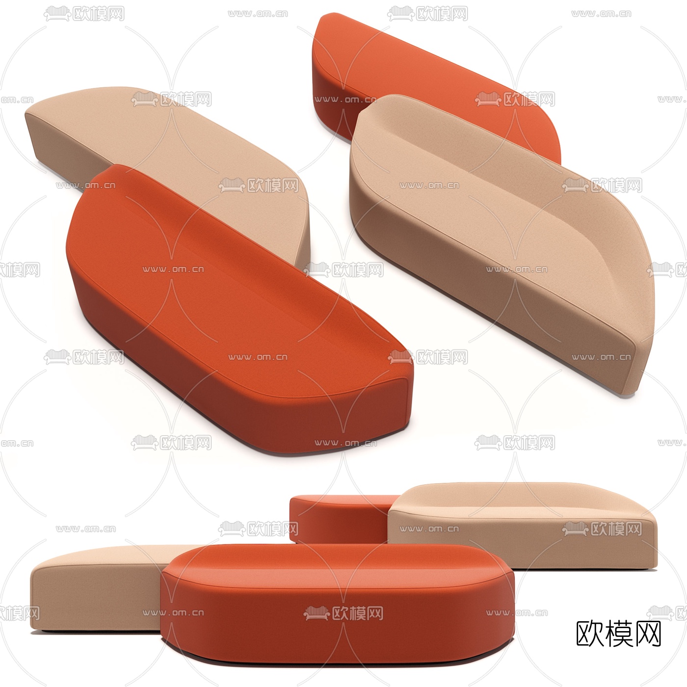现代公共异形沙发3d模型