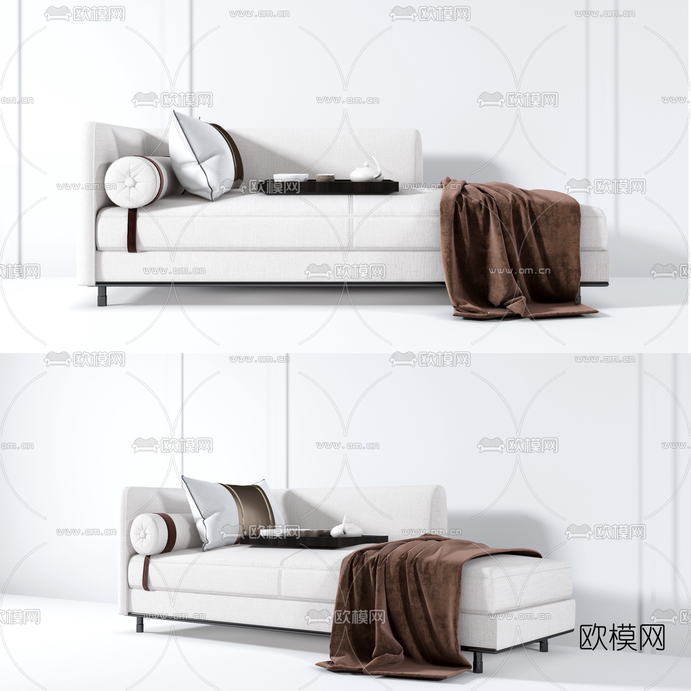 新中式布艺贵妃椅3d模型