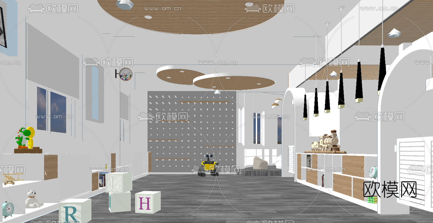 现代早教中心儿童活动区su模型下载（渲染图2）