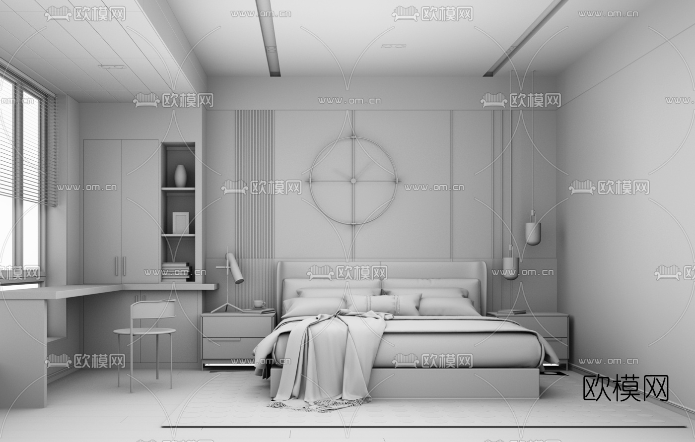 现代卧室su模型