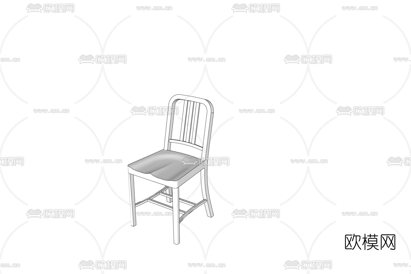 现代实木单椅免费su模型下载