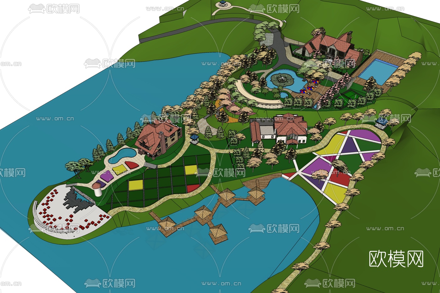 现代广场景观免费su模型下载_ID10408883_sketchup模型下载-欧模网