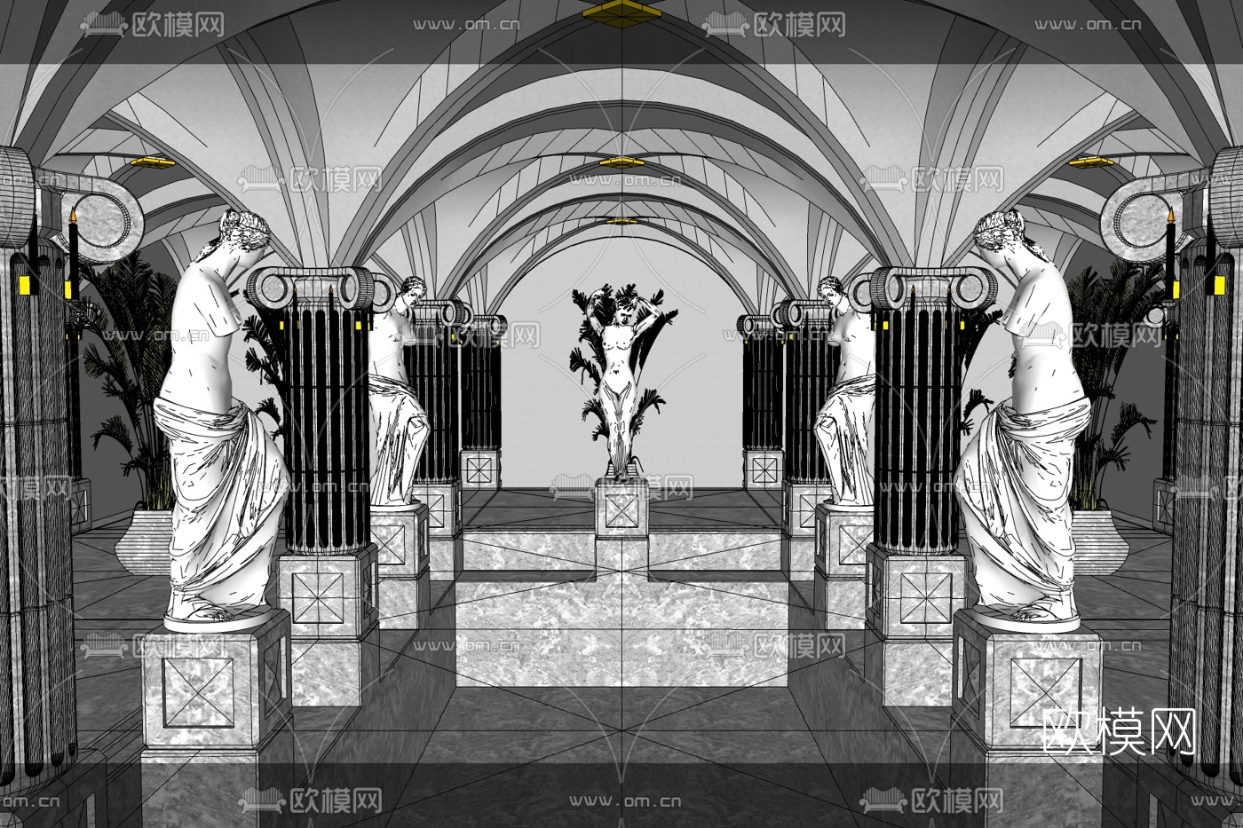 欧式教堂祈祷室免费su模型下载