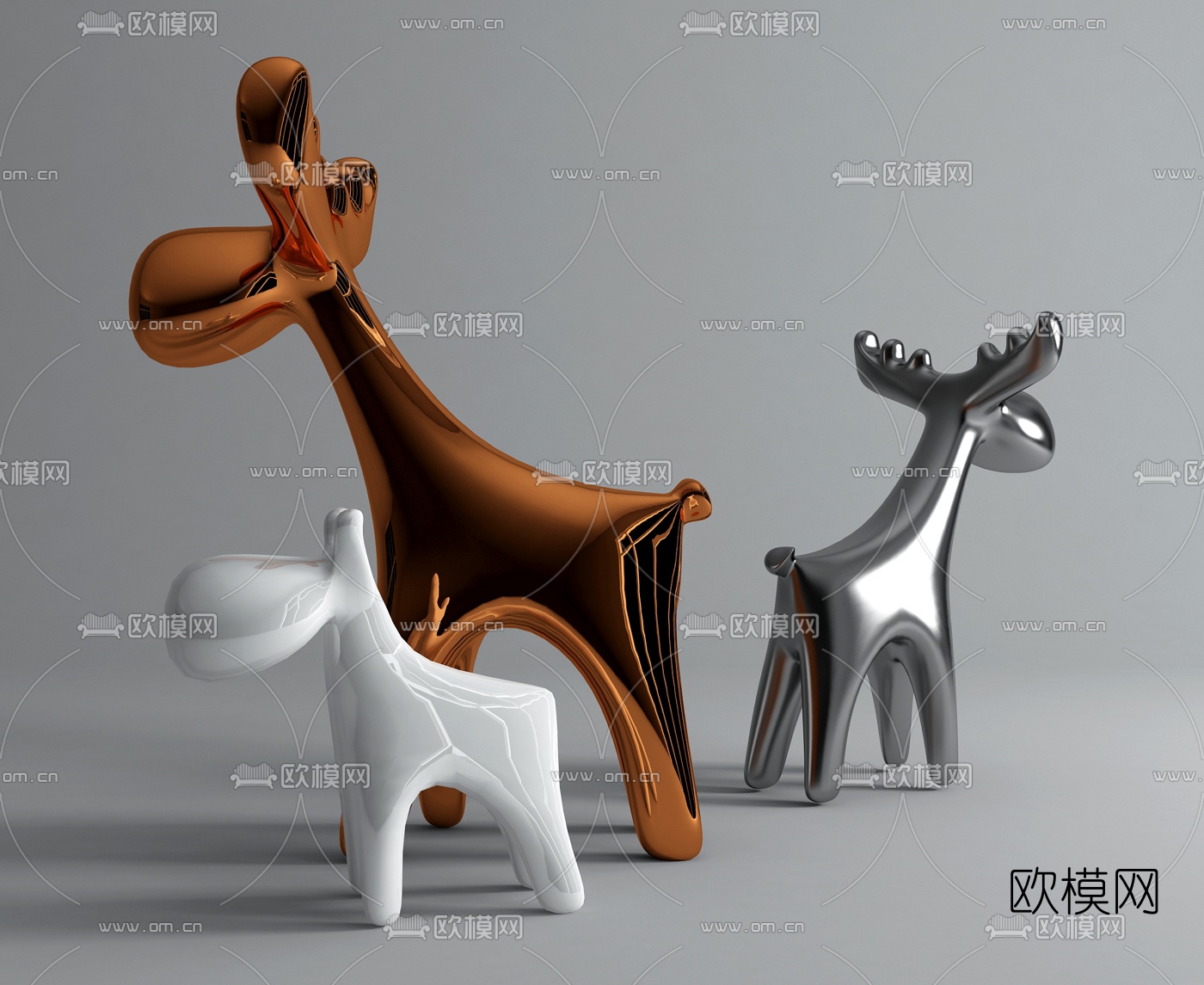 现代动物麋鹿摆件3d模型