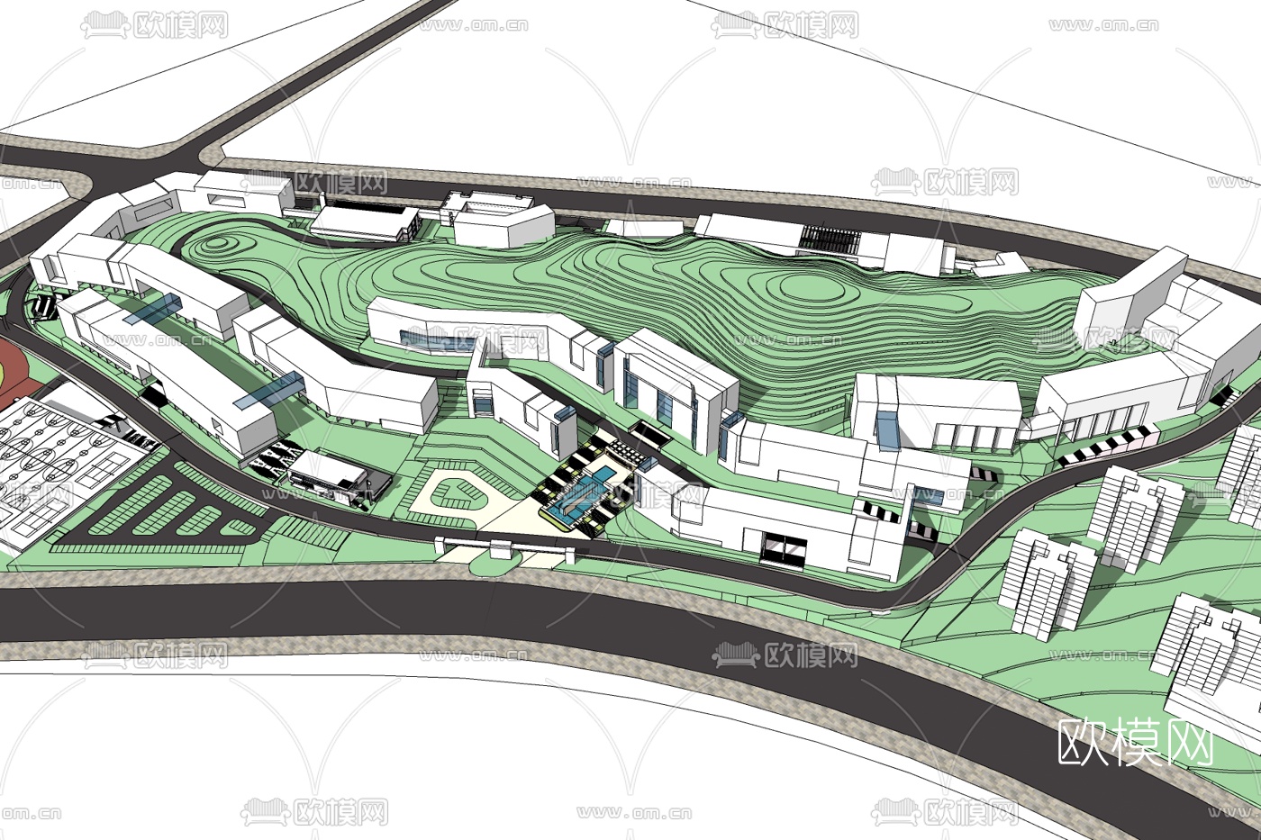 现代工业区规划免费su模型下载