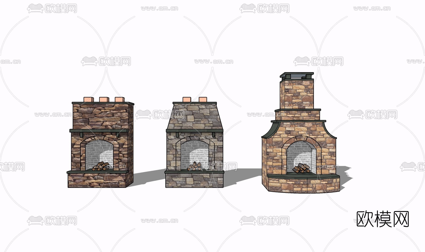 现代壁炉免费su模型下载