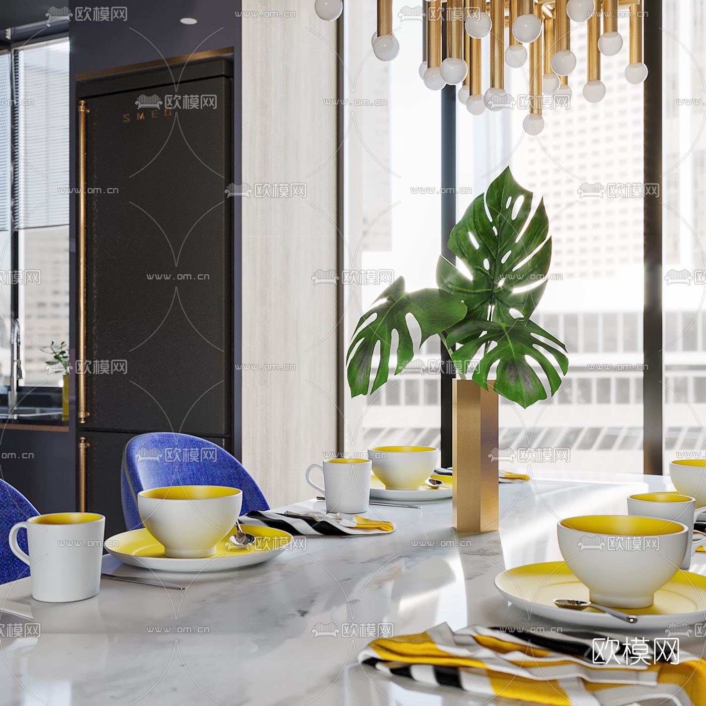 后现代客厅卧室卫生间3d模型下载（渲染图6）