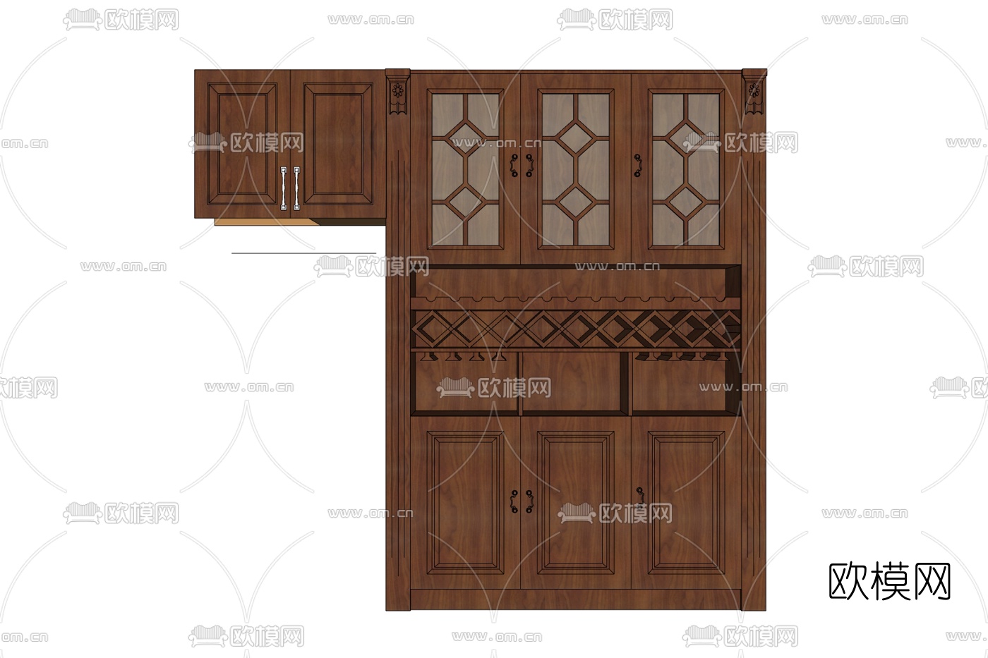 现代实木酒柜免费su模型下载