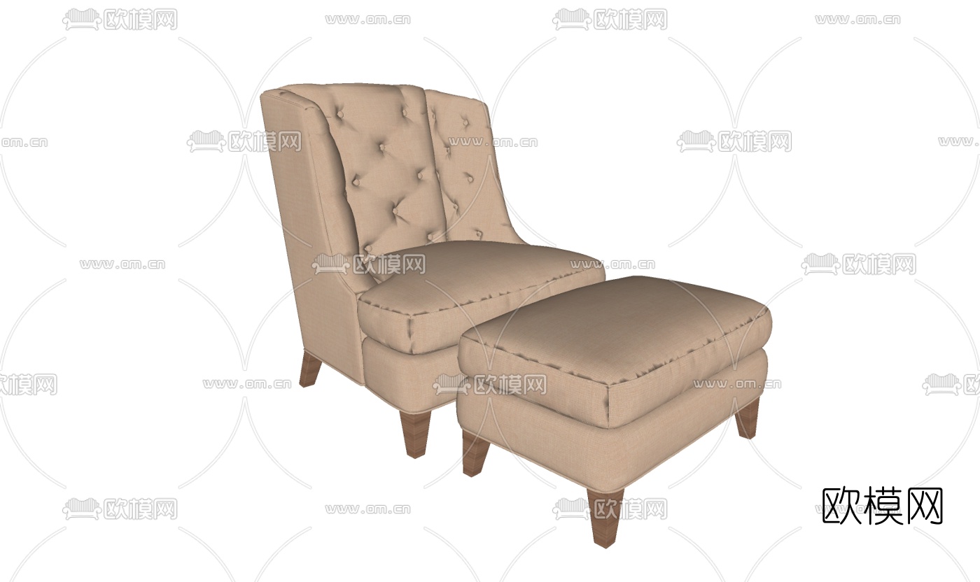 现代布艺休闲沙发su模型下载