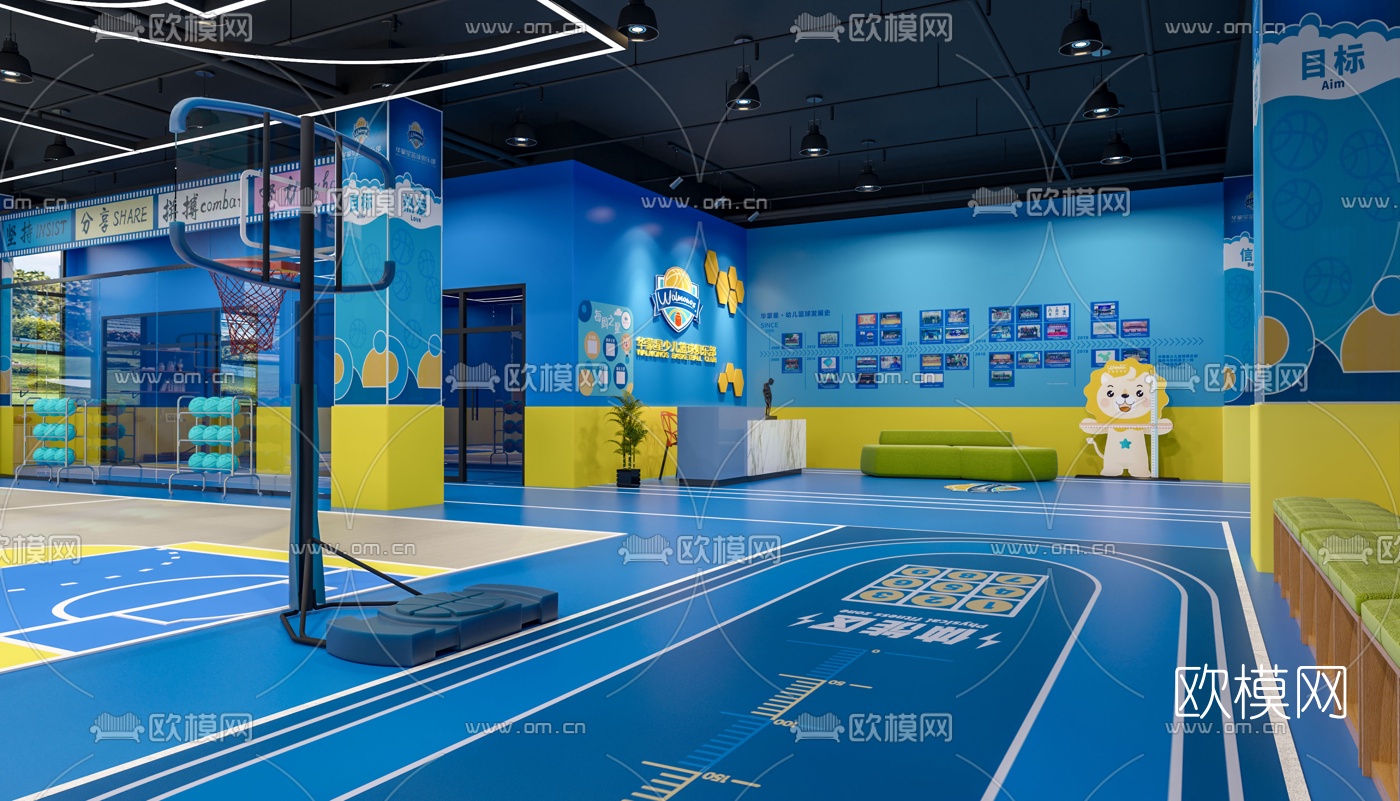 现代少儿篮球培训馆3d模型