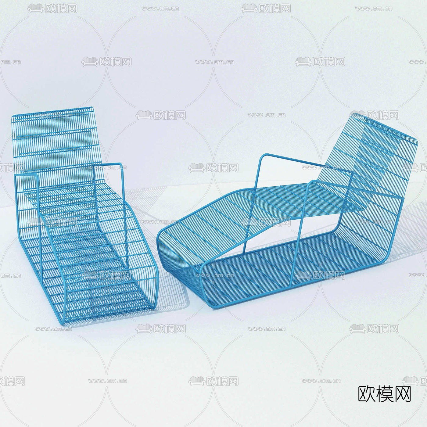 现代铁艺户外休闲躺椅3d模型下载