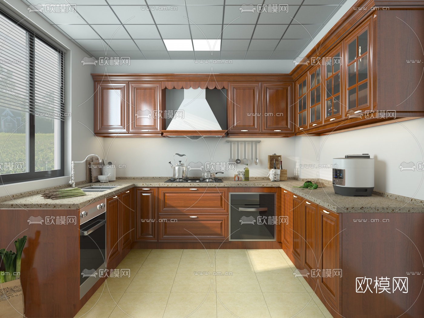 美式厨房免费3d模型下载