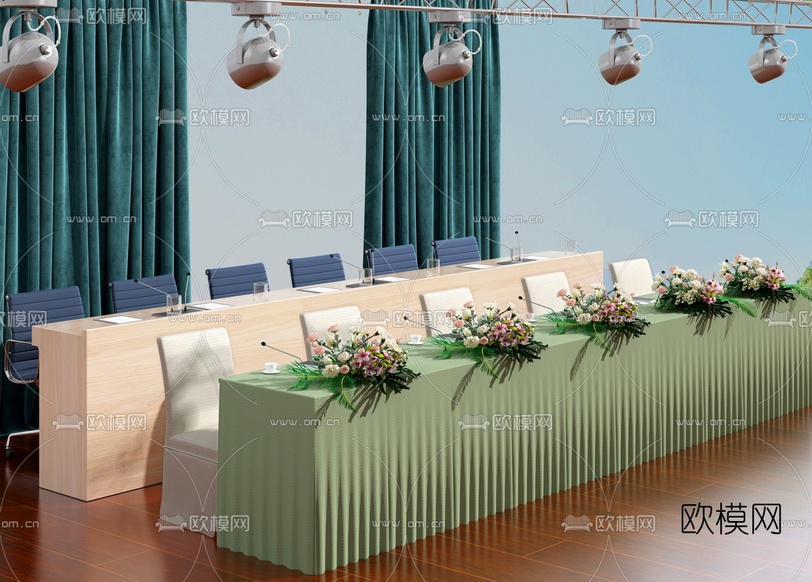 现代主席台裁判台3d模型下载