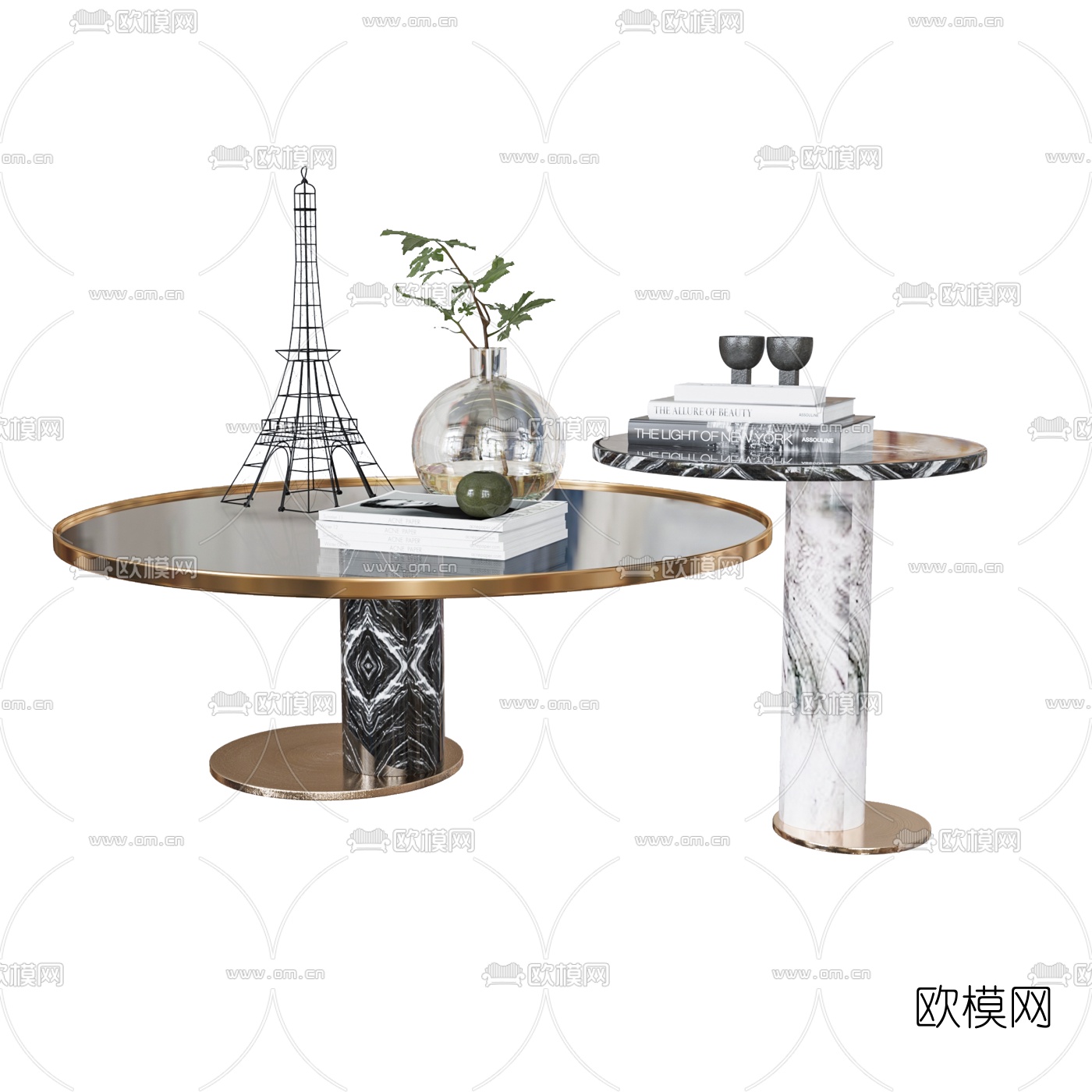 现代轻奢茶几边几3d模型