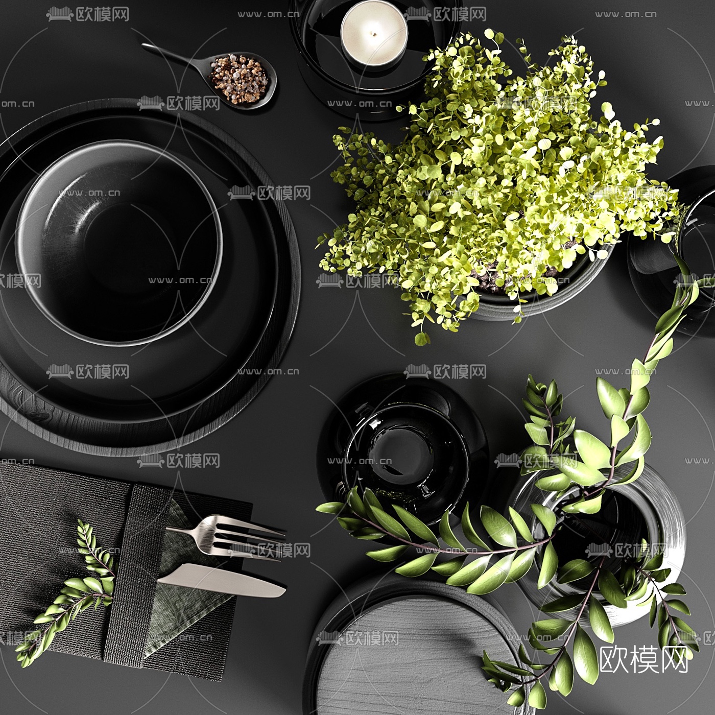 北欧刀叉餐具花瓶摆件3d模型
