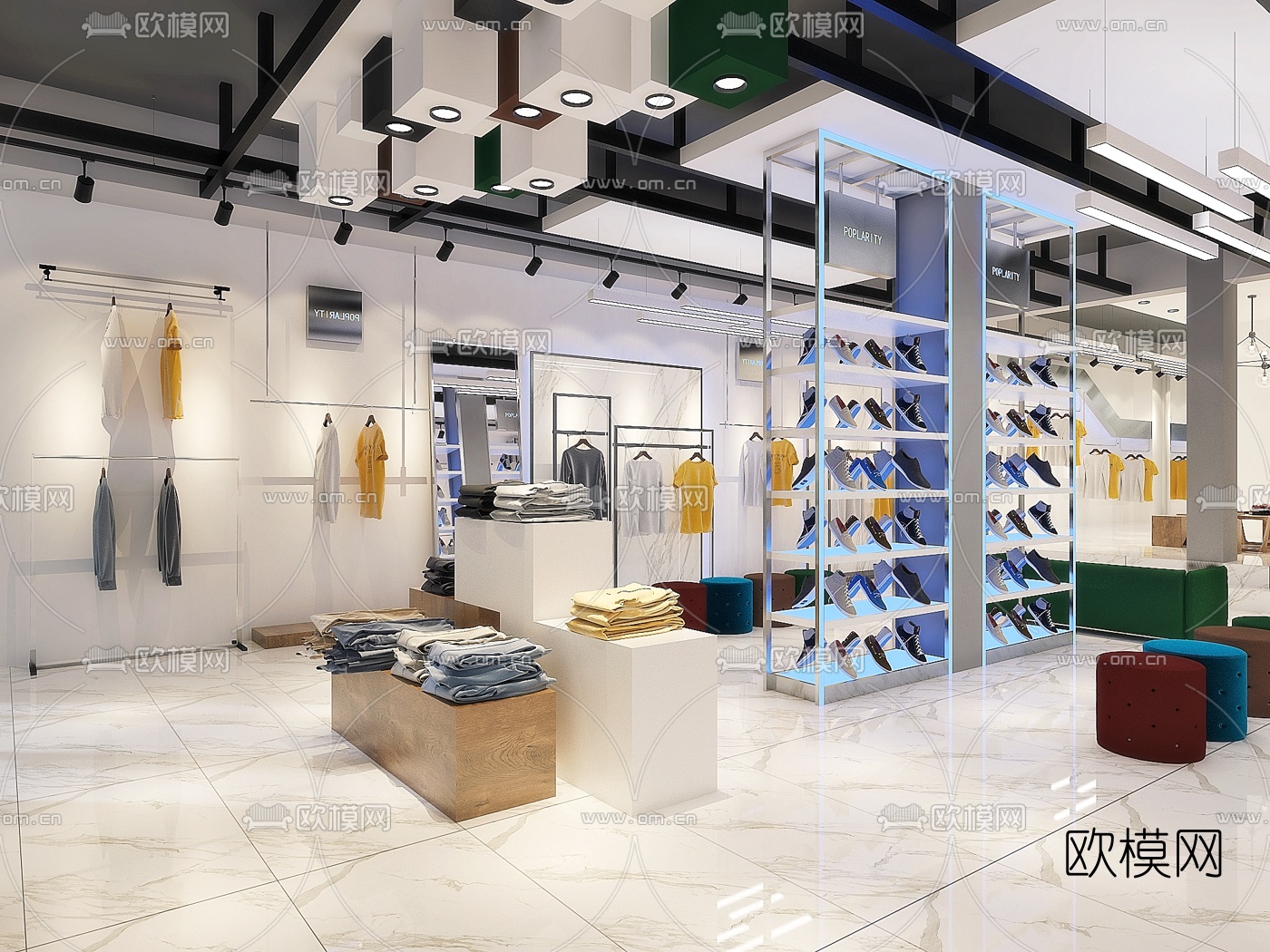 现代男装服装店门面免费3d模型