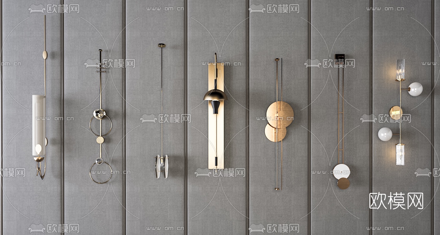 现代金属壁灯3d模型下载