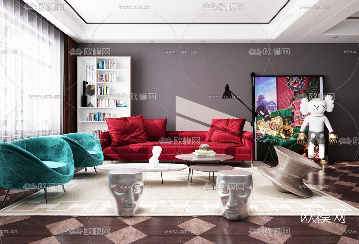 后现代轻奢沙发组合3d模型下载