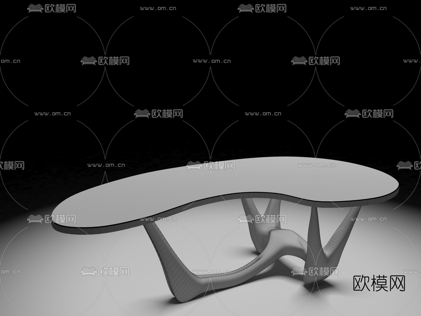 现代异形玻璃茶几免费3d模型