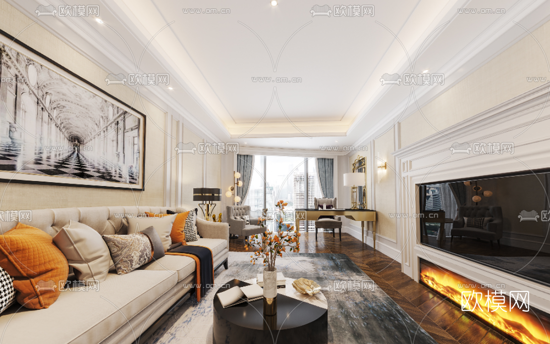 简美酒店豪华套房cr全景3d模型