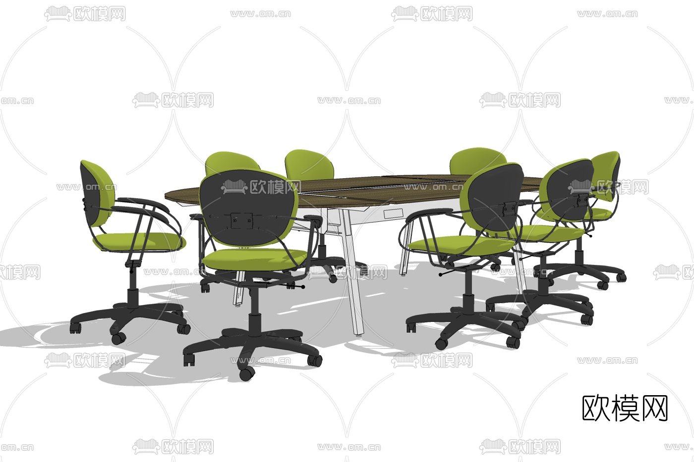 现代实木会议桌免费su模型下载