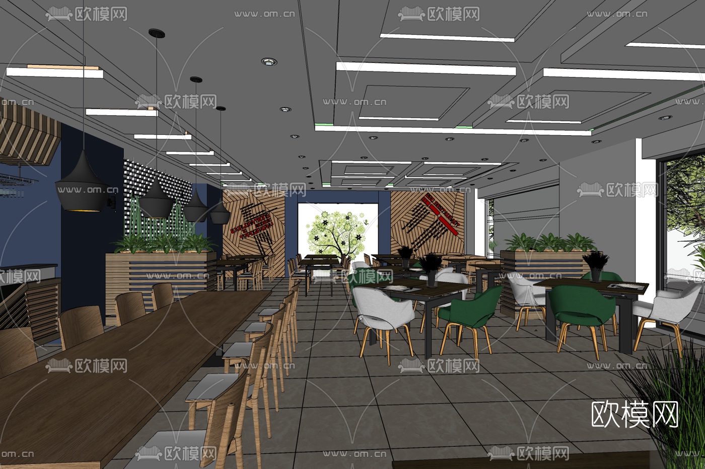 现代快餐店免费su模型下载