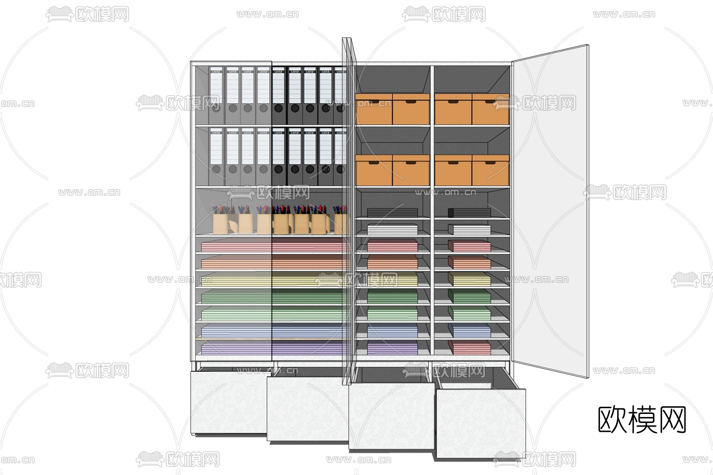 现代文件柜免费su模型下载