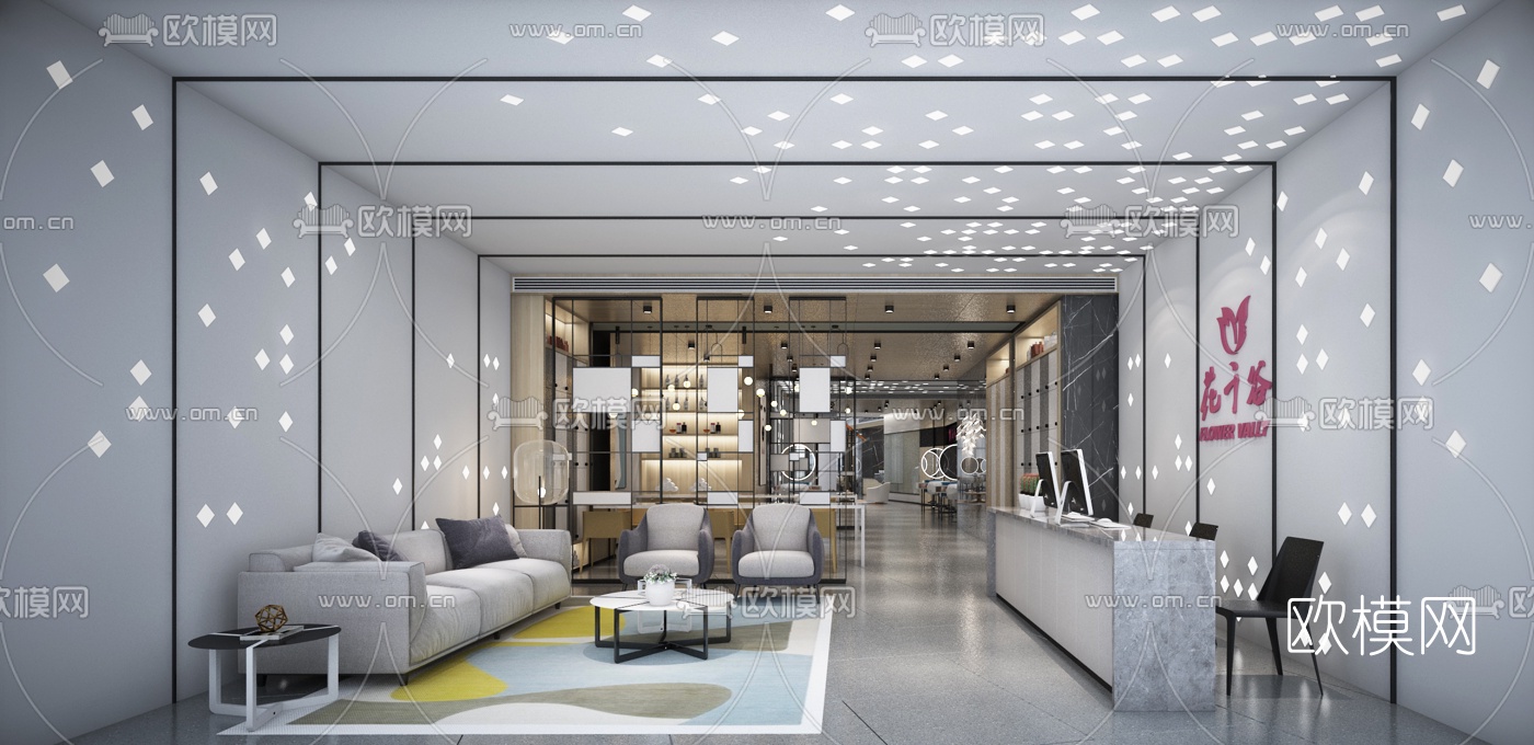 现代美容美发理发店3d模型