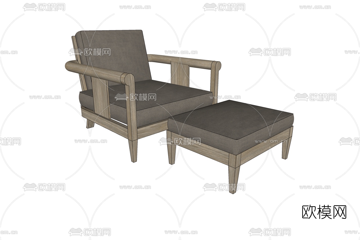 现代实木休闲椅免费su模型下载