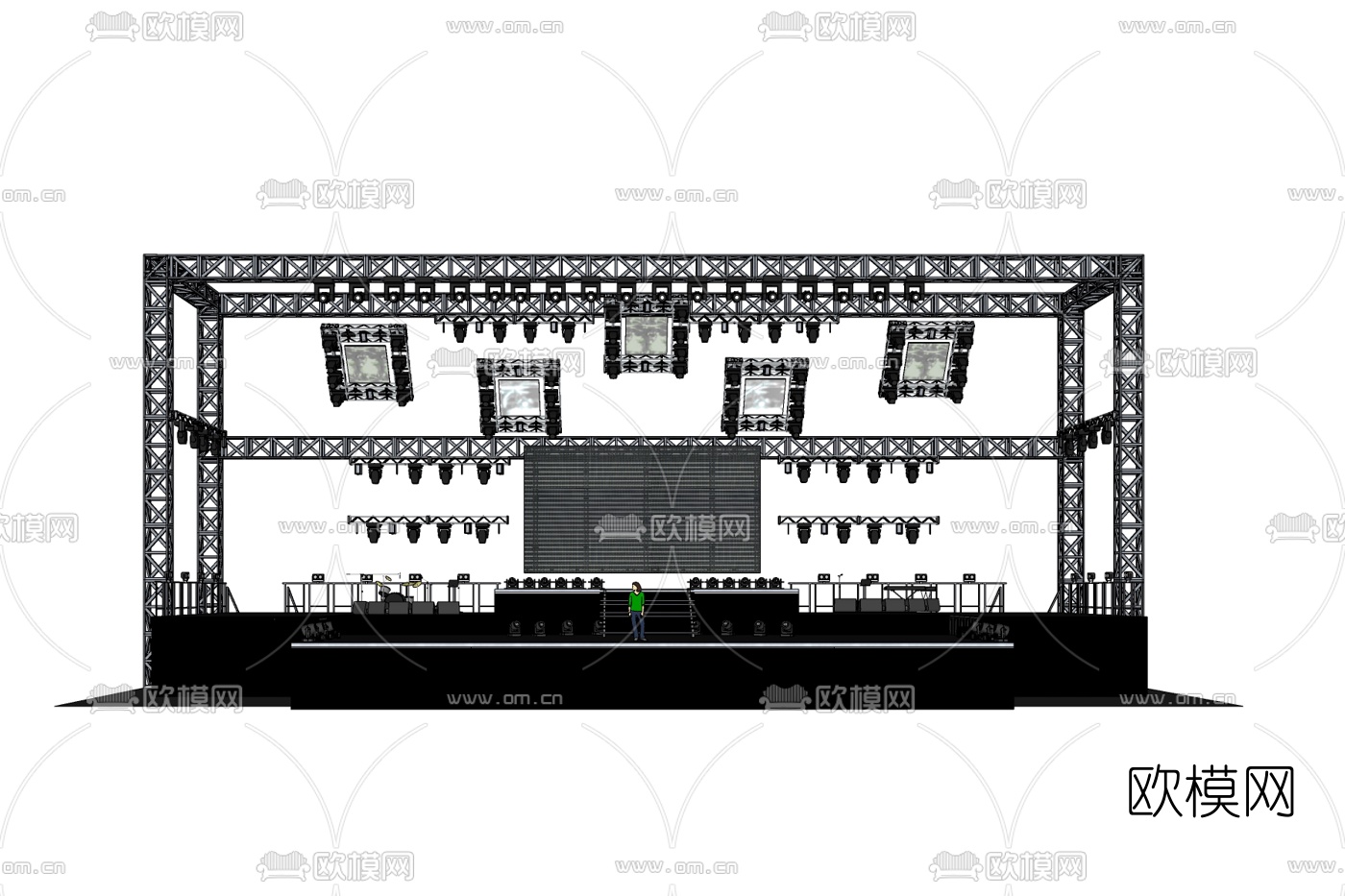 工业风舞台表演区免费su模型下载