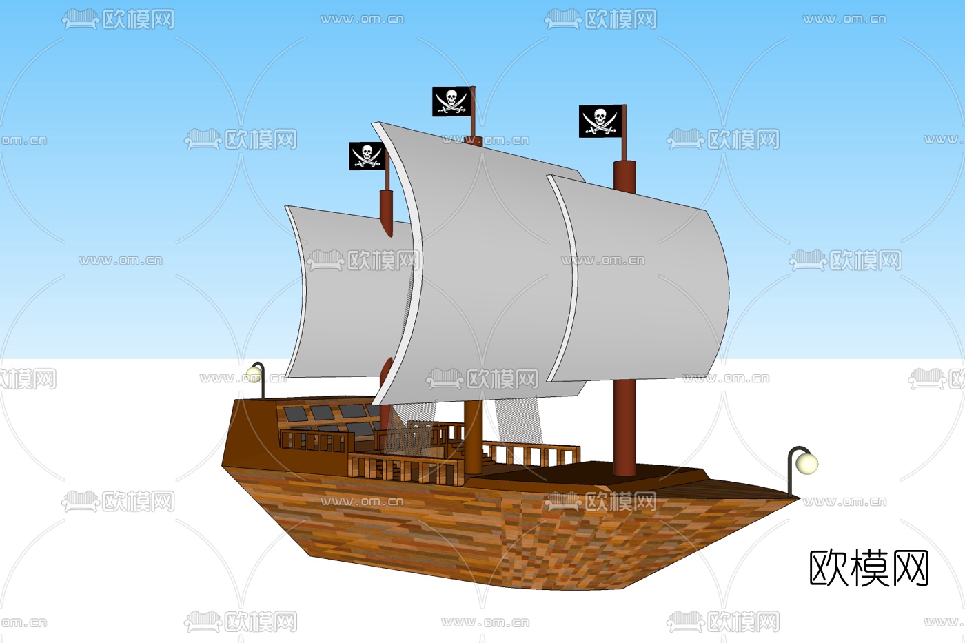 北欧古代海盗船免费su模型-免费3dmax模型库-欧模网