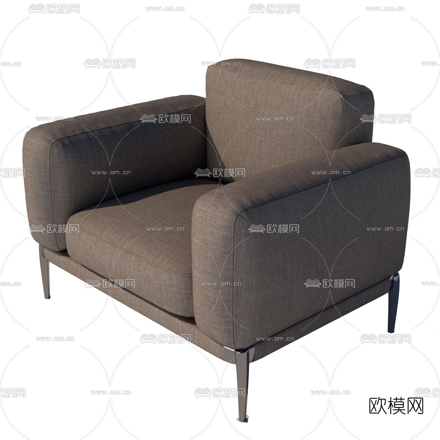 现代布艺单人沙发3d模型下载