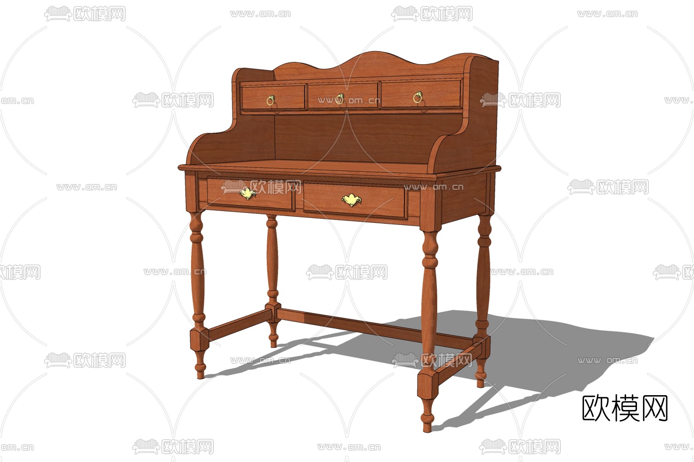 美式实木梳妆台免费su模型下载