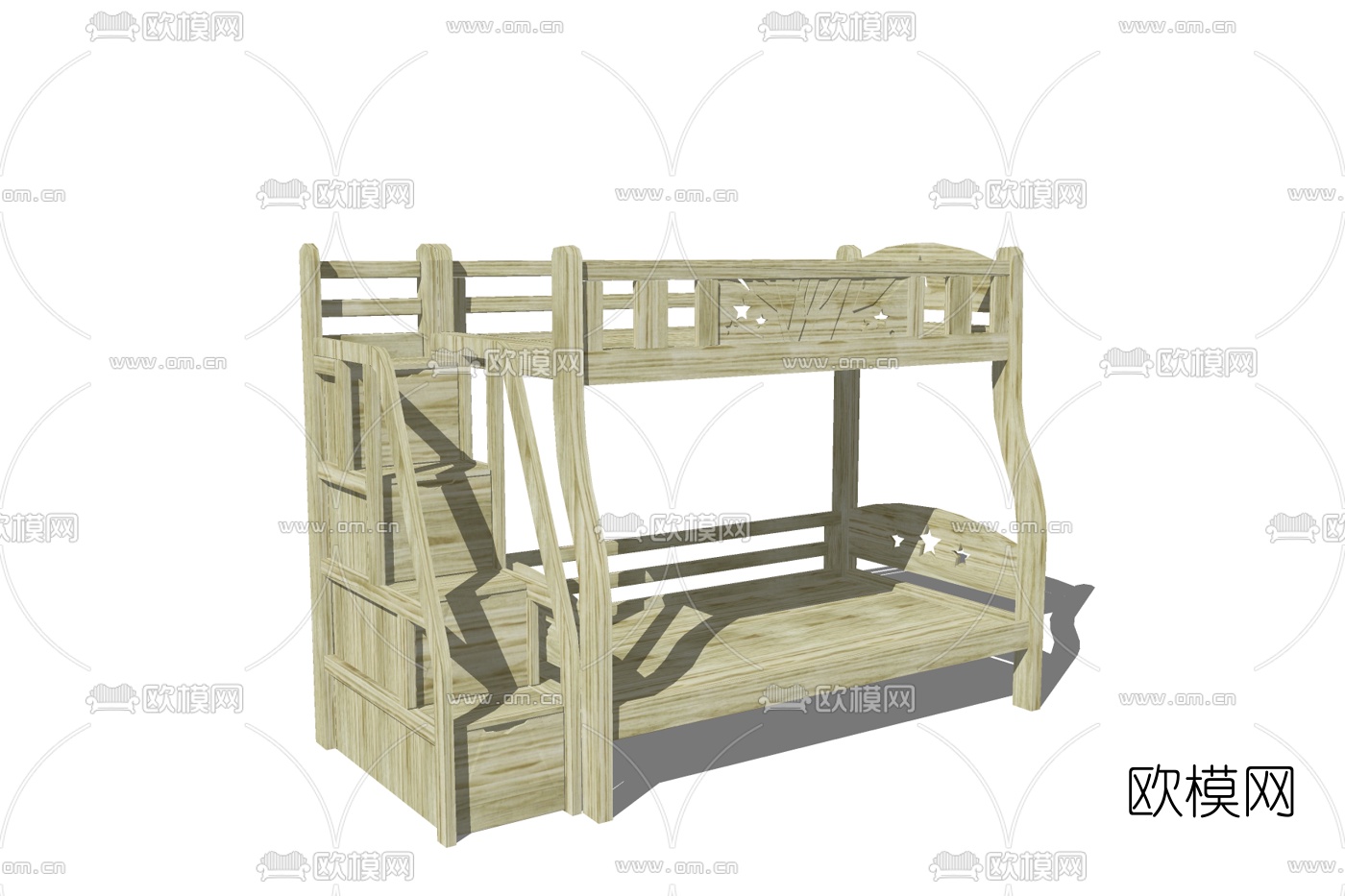 新中式儿童床免费su模型下载