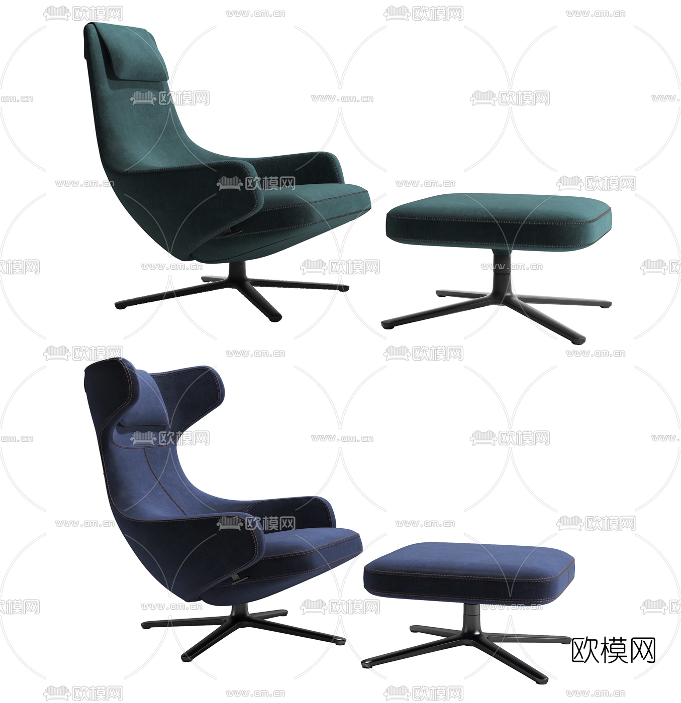 现代布艺休闲躺椅3d模型
