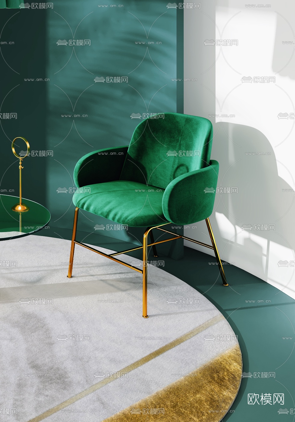 现代轻奢休闲椅3d模型下载（渲染图2）