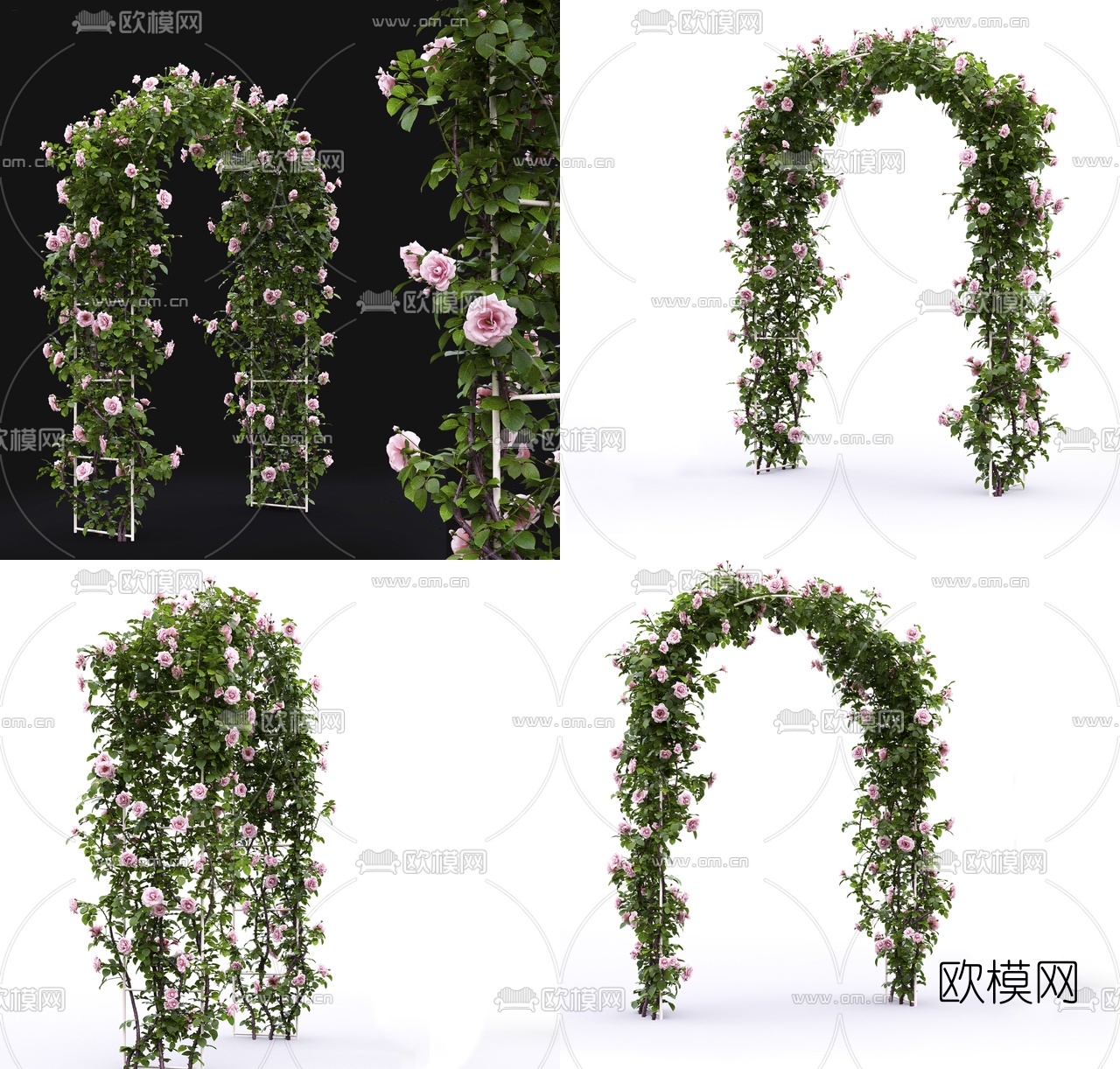 现代廊架拱形门爬藤3d模型