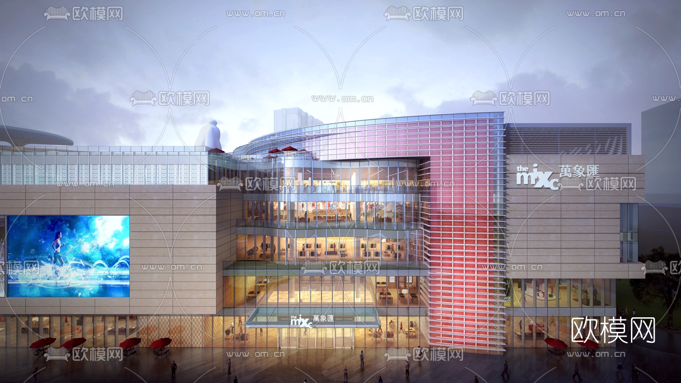 现代商场外观3d模型下载_ID10058106_3dmax免费模型-欧模网