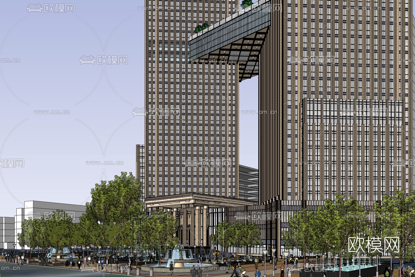 新古典酒店外观su模型下载