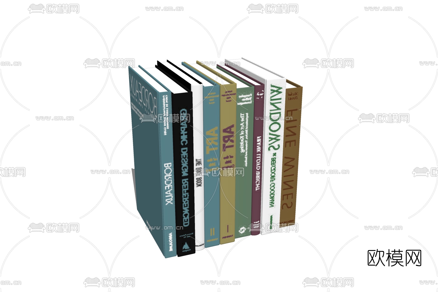 现代书籍组合免费su模型下载