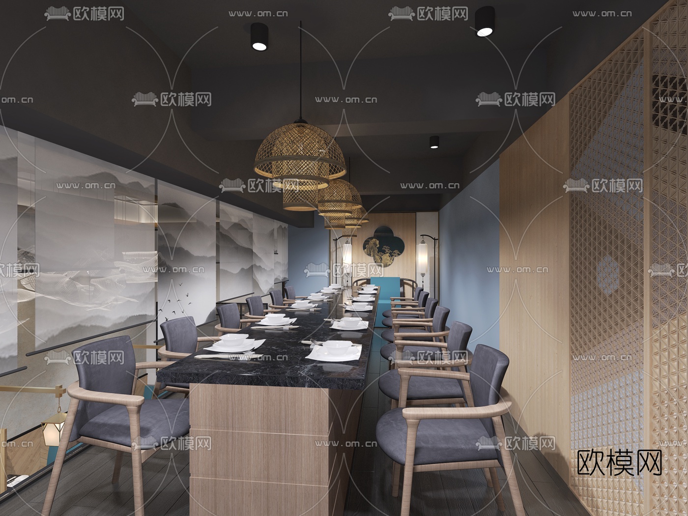 新中式火锅店3d模型