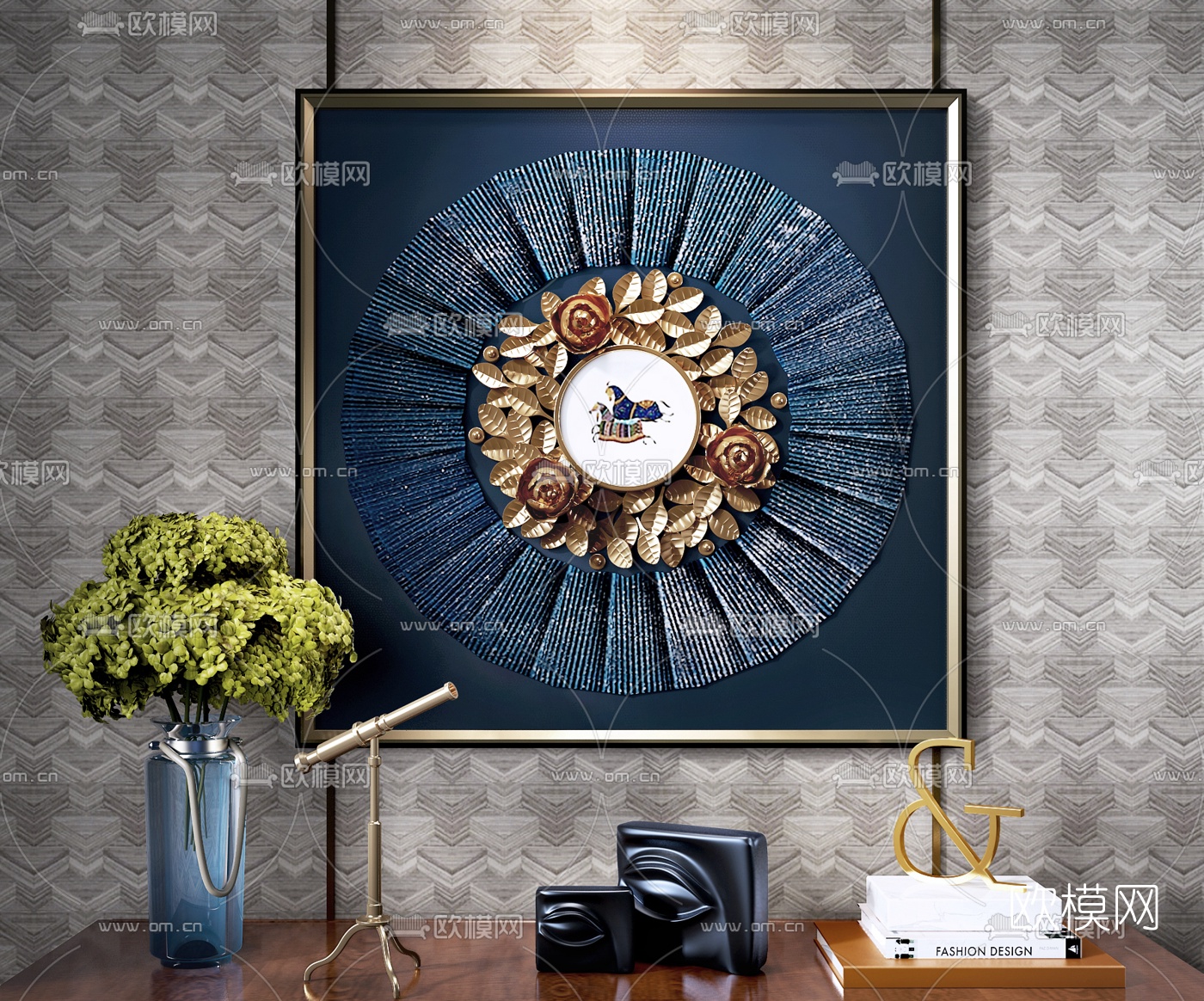 美式立体挂画摆件组合3d模型下载