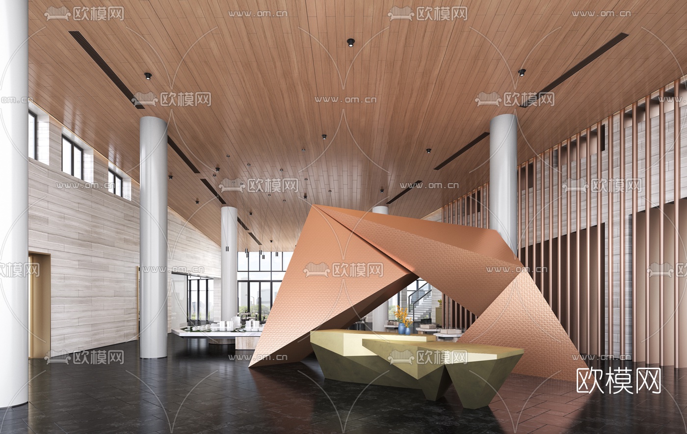 现代售楼处洽谈区3d模型-免费3dmax模型库-欧模网