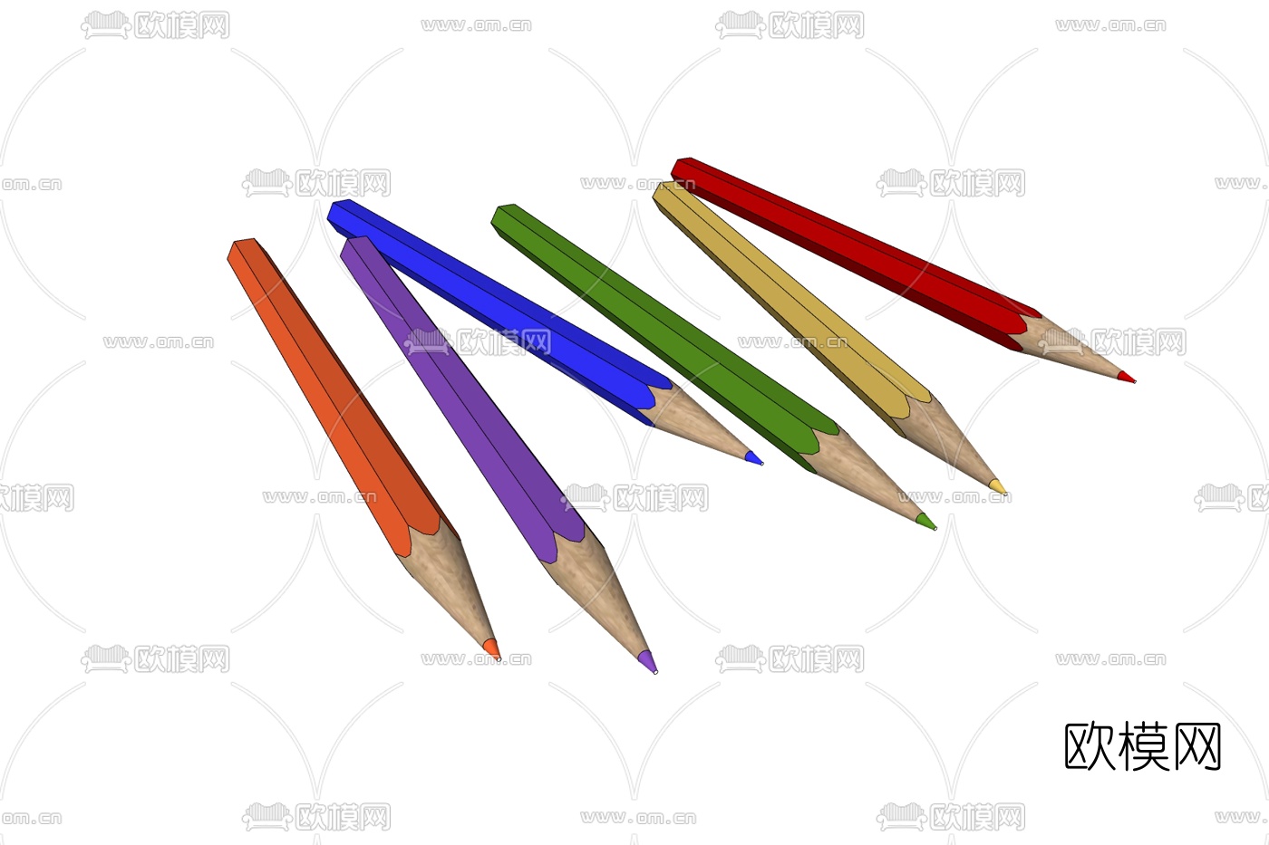 现代彩笔免费su模型下载
