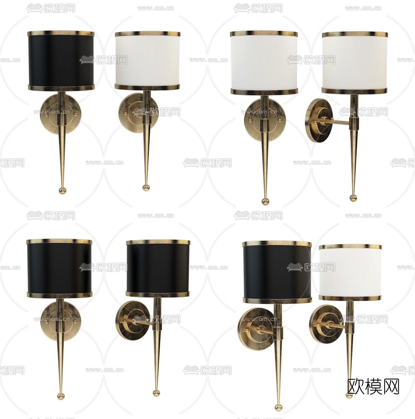 简欧金属壁灯组合3d模型下载（渲染图1）