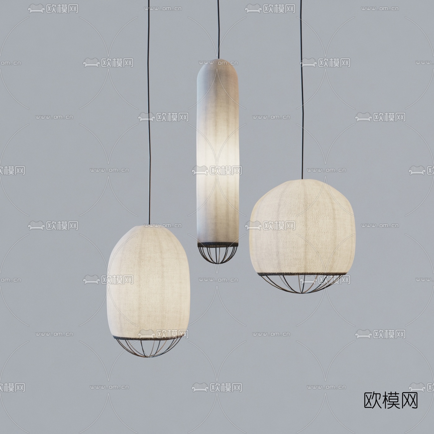 北欧帆布吊灯组合3d模型