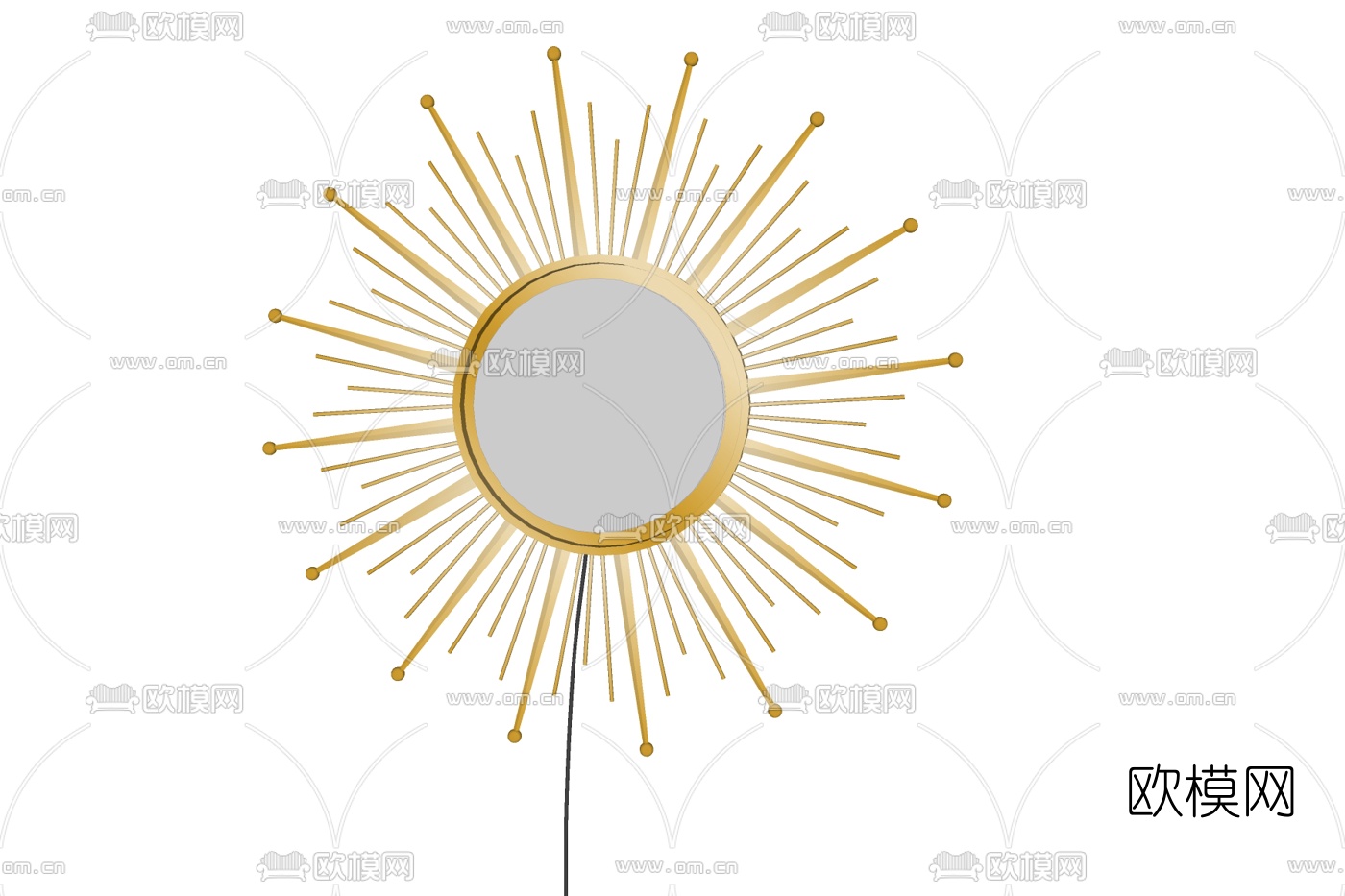 现代金属镜子挂件免费su模型下载
