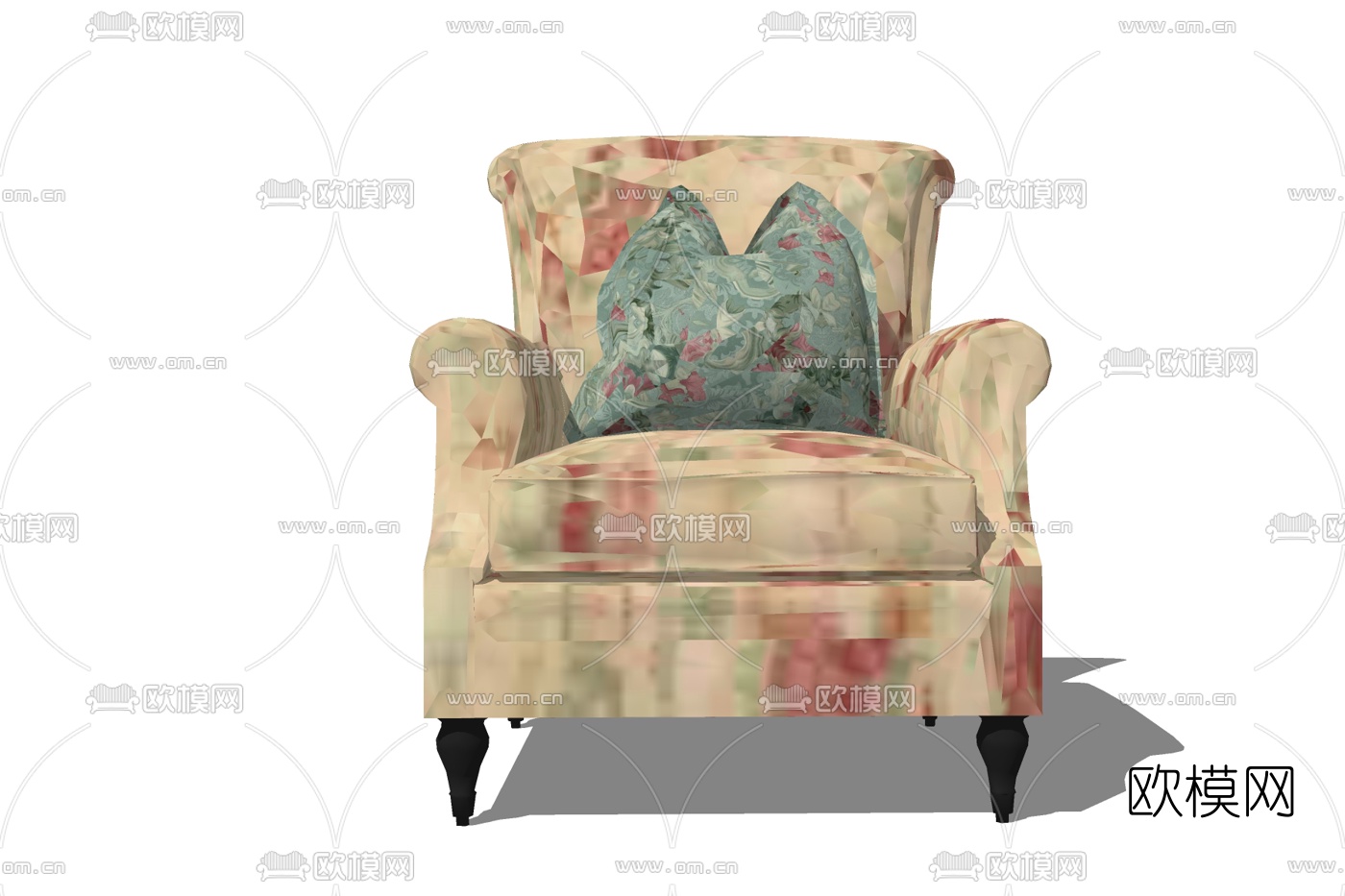 美式布艺单人沙发免费su模型下载