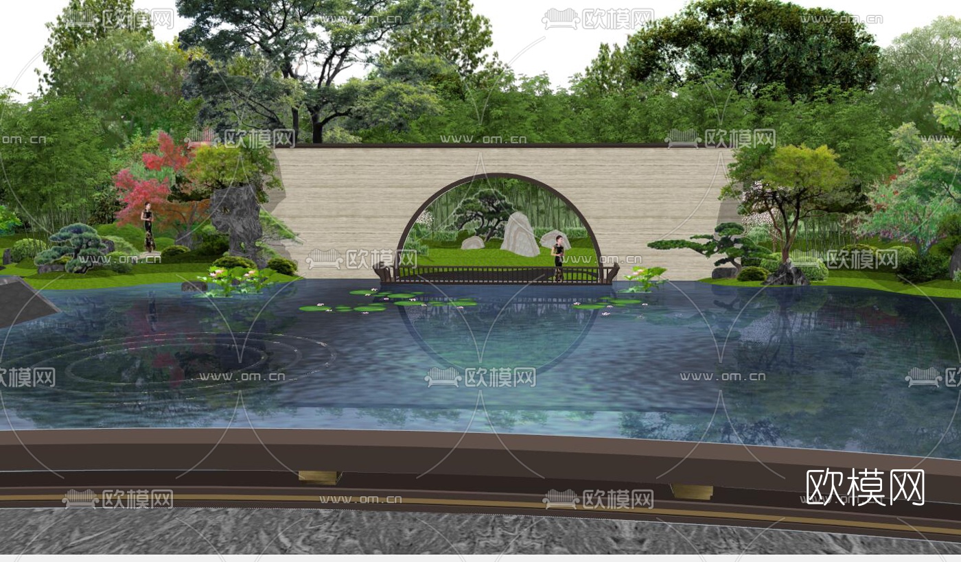 新中式售楼景观皇家蘭台府su模型下载（渲染图9）